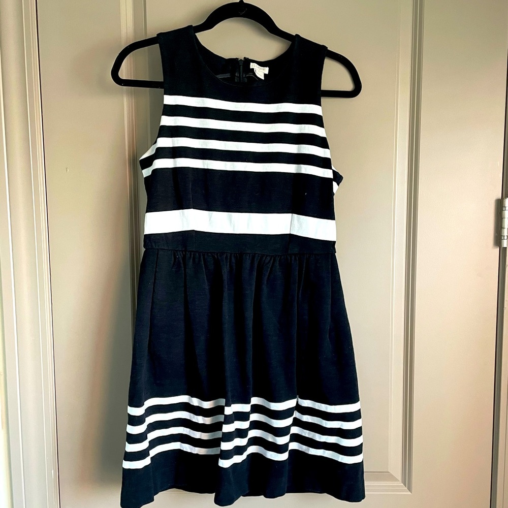 Black and White Stripe Cotton J. Crew Dress - Sz S